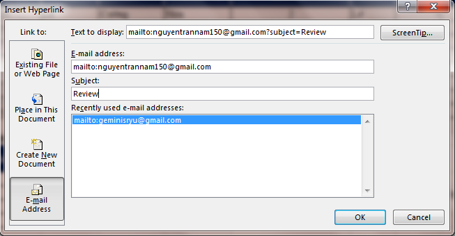 hyperlink mail