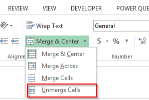 mos-excel-2010-unmerge-cell unmerge cell