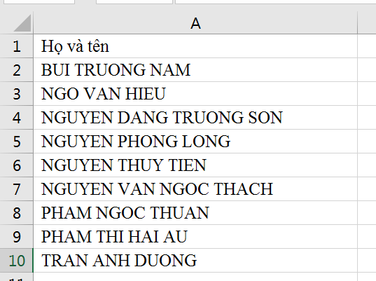 Kết quả sắp xếp, chọn loại sắp xếp
